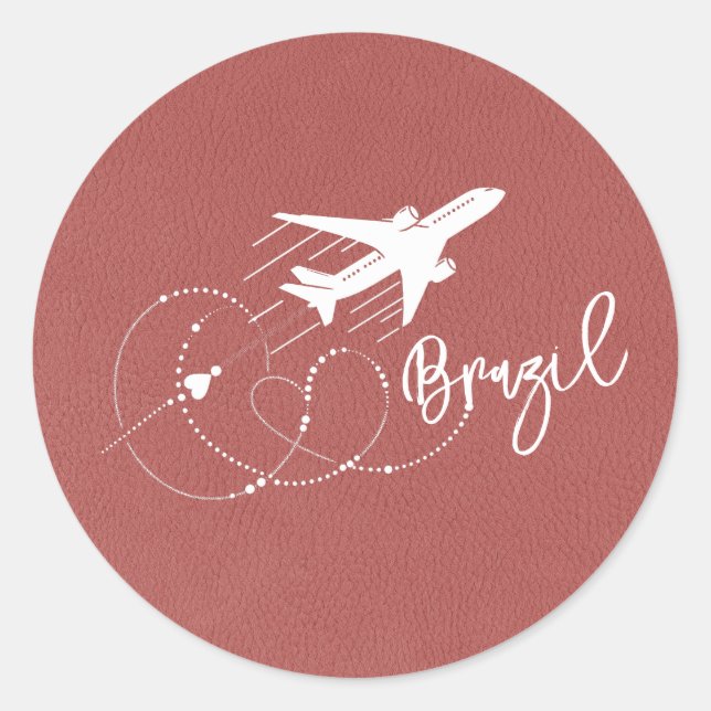 Light Burgundy Brazil Passport Classic Round Sticker (Front)