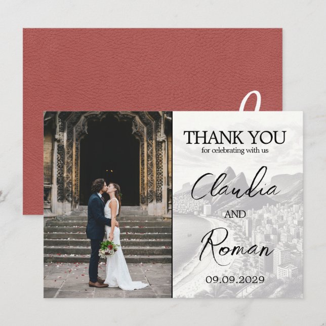 Light Burgundy Brazil Passport Thank You Card (Front/Back)