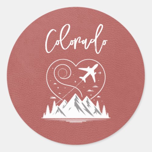 Light Burgundy Colorado Passport  Classic Round Sticker