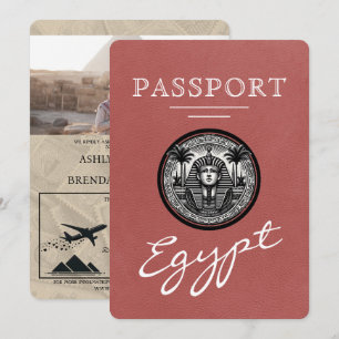 Light Burgundy Egypt Passport Wedding Invitation