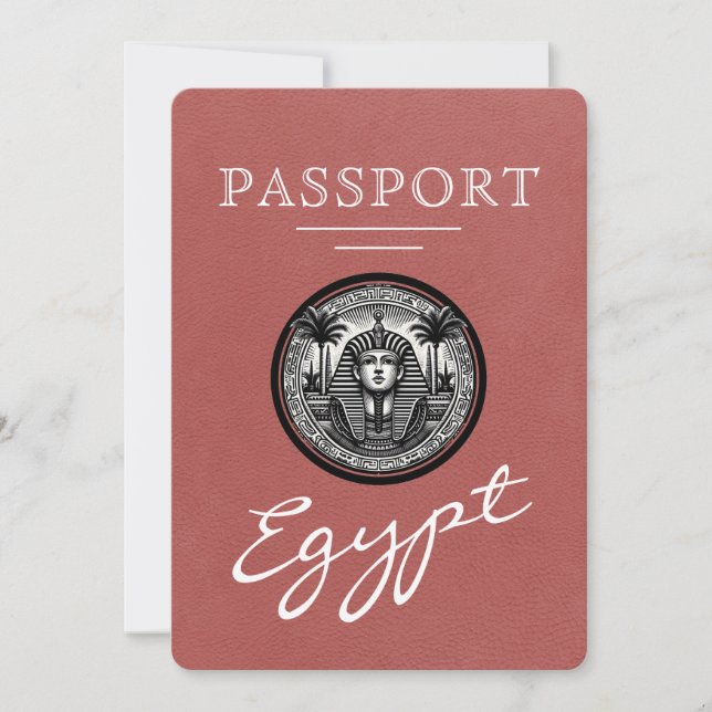 Light Burgundy Egypt Passport Wedding Invitation (Front)