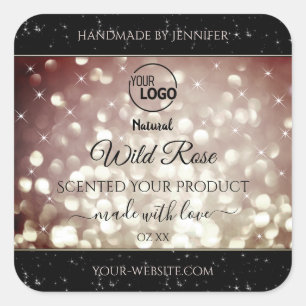 Light Burgundy Glitter Sparkle Logo Product Labels
