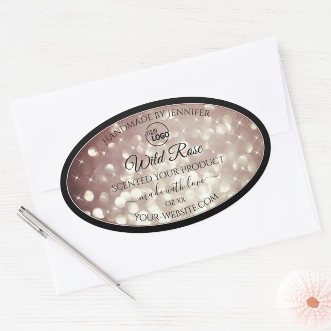 Light Burgundy Glitter Sparkle Logo Product Labels (Envelope)