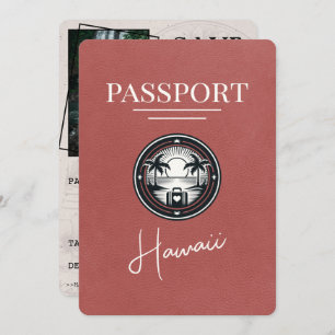 Light Burgundy Hawaii Passport Save The Date