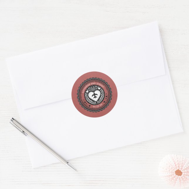Light Burgundy Mexico Passport Classic Round Sticker (Envelope)