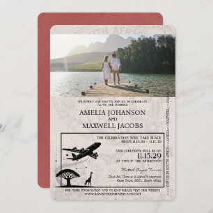 Light Burgundy South Africa Passport Wedding Invitation