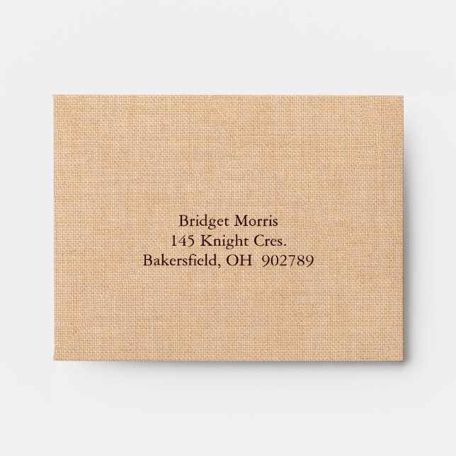 Light Burlap and Vintage Lace RSVP Envelope (Front)