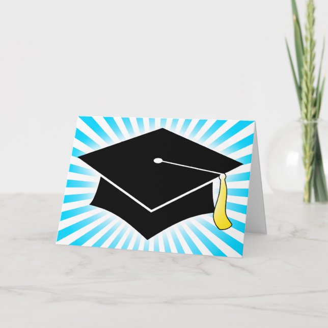 light burst graduation cap letterpress thank you card (Front)