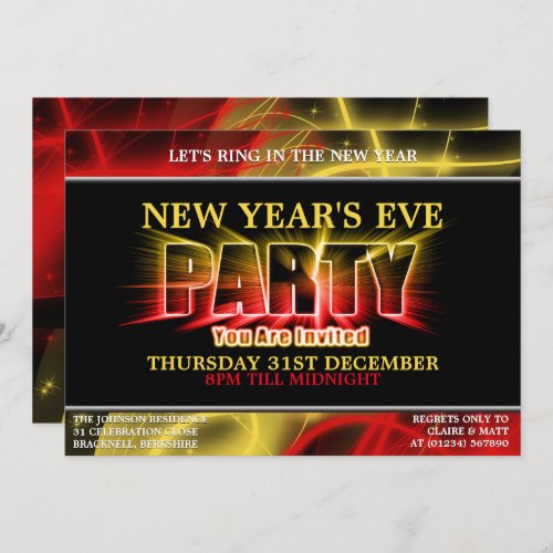Light Burst New Years Eve Party Invitations