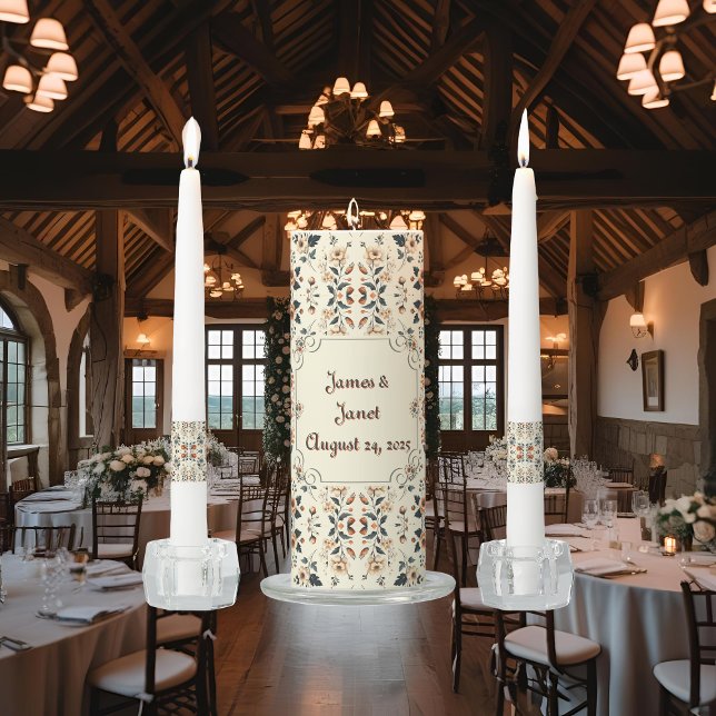 Light Buttercream Floral Wedding  Unity Candle Set (Creator Uploaded)