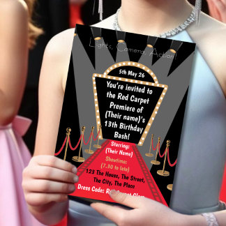 Light camera action Movie Premiere Birthday Party Invitation
