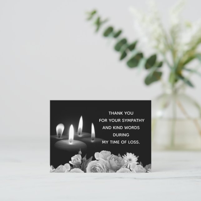 Light Candle And Flower Thank You Note Card (Standing Front)