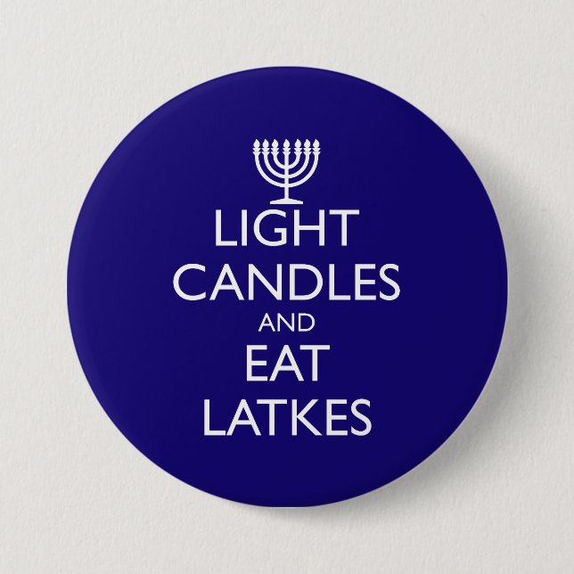 LIGHT CANDLES AND EAT LATKES BUTTON (Front)