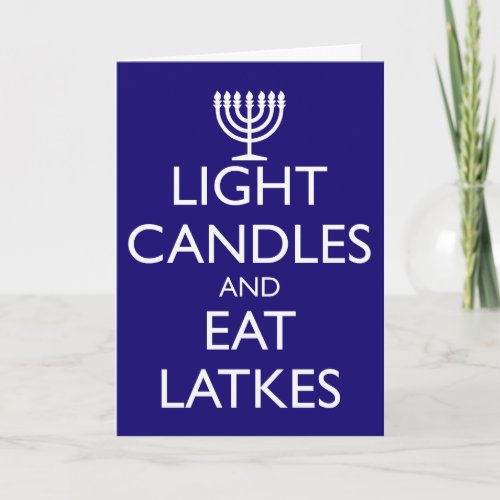 LIGHT CANDLES AND EAT LATKES HOLIDAY CARD