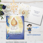 Light Candles Watercolor Happy Hanukkah  Card<br><div class="desc">This pretty watercolor elegant whimsical Hanukkah FOLDED HOLIDAY CARD in gradient blue tones and yellow-white lights features a beautifully crafted candle with flowers on the side. This is an original and unique design painted by hand. All text is easily customizable. Whether your Hanukkah party is for kids, adults, or family...</div>