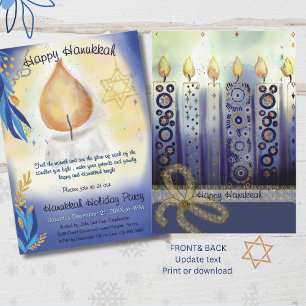 Light Candles watercolor Happy Hanukkah Invitation