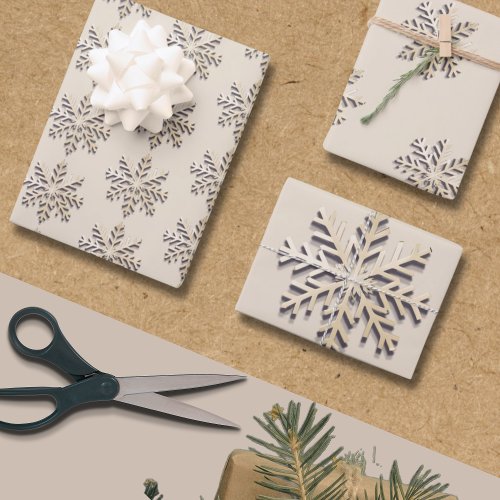Light Champagne Snowflake Wrapping Paper