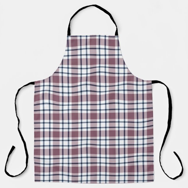Light checkered retro pattern brown gray white apron (Front)