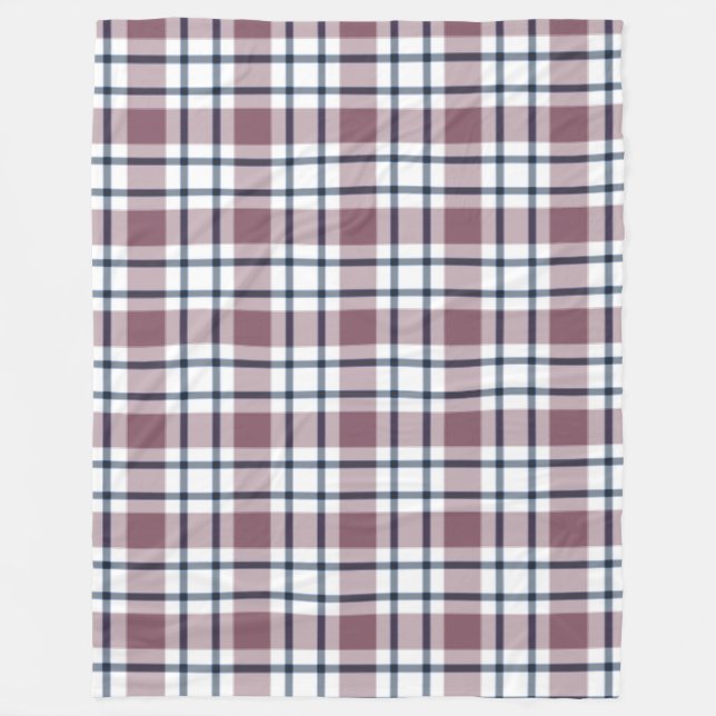 Light checkered retro pattern brown gray white fleece blanket (Front)