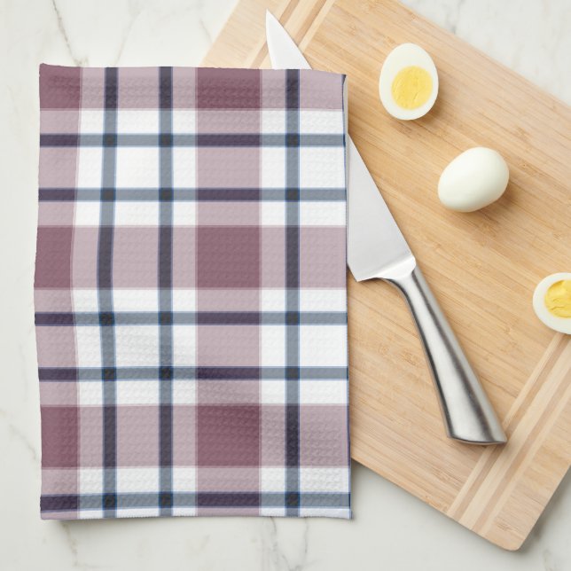 Light checkered retro pattern brown gray white kitchen towel (Quarter Fold)
