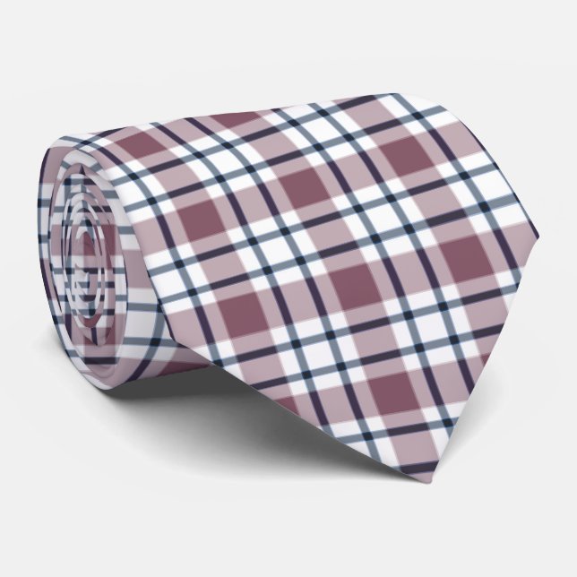 Light checkered retro pattern brown gray white neck tie (Rolled)