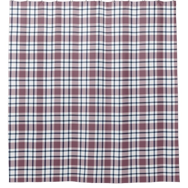 Light checkered retro pattern brown gray white shower curtain (Front)