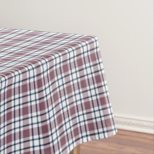 Light checkered retro pattern brown gray white tablecloth
