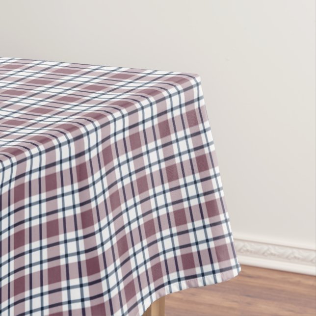 Light checkered retro pattern brown gray white tablecloth (In Situ)