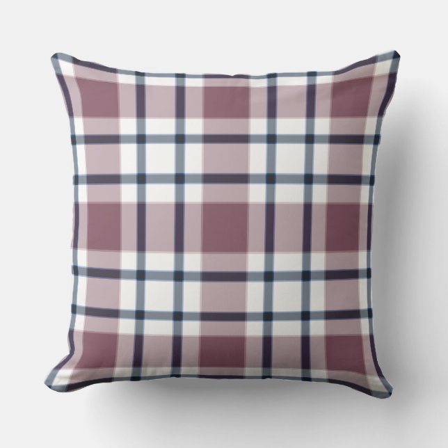 Light checkered retro pattern brown gray white throw pillow (Front)