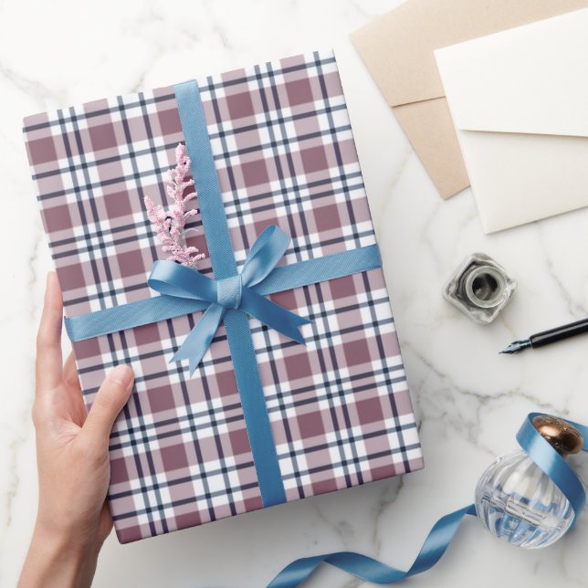 Light checkered retro pattern brown gray white wrapping paper (Gifting)