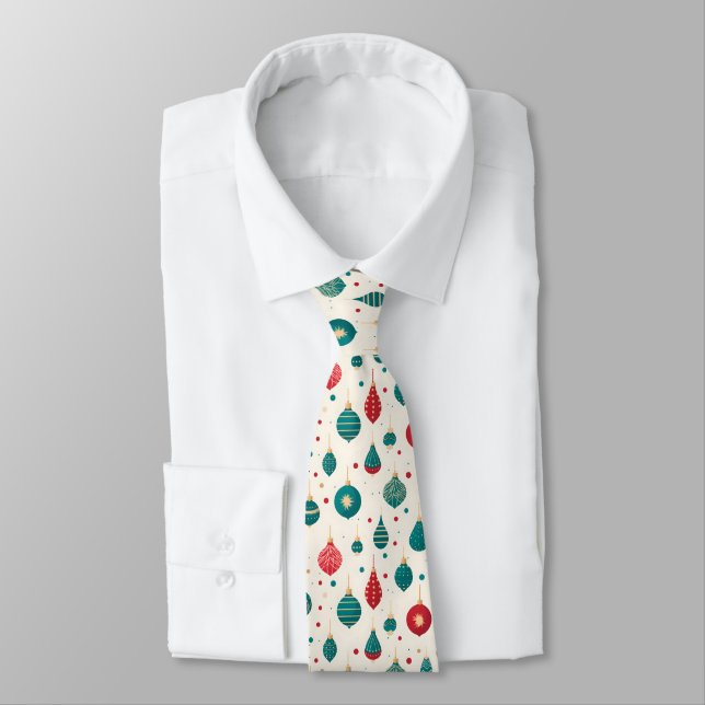 Light Christmas Ornaments Neck Tie (Tied)