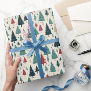 Light Christmas Trees Forest Xmas Pattern Gift Wrapping Paper