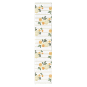 Light Citrus Oranges and Stripes Short Table Runner