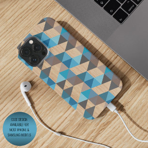 Light Classic Blue Gray Wood Polygon Art Pattern iPhone 15 Pro Max Case