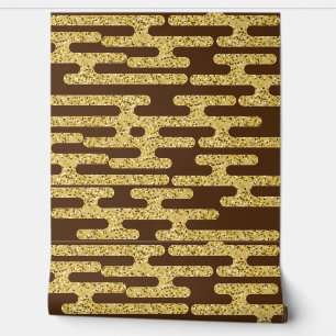 Light Coffee Color and Gold Pattern Modern  Wallpaper