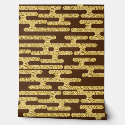 Light Coffee Color and Gold Pattern Modern  Wallpaper