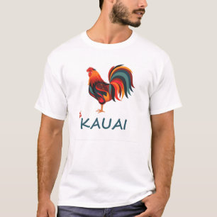 Light colored Hawaiian T-shirt Kauai Wild Rooster