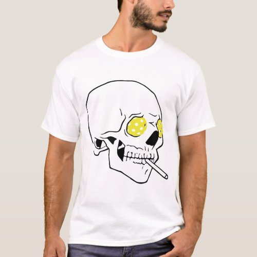 Light colored T_Shirt with pickleball_eyed skull