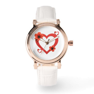 Light-Colored Wristwatch with Red Heart