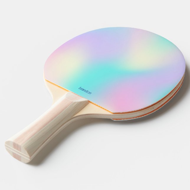 Light colors holographic background ping pong paddle (Front Angle)