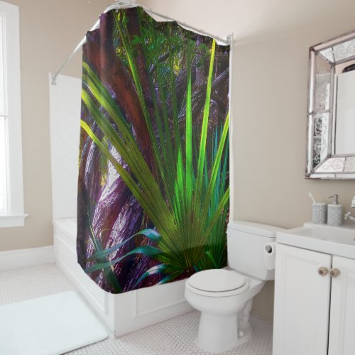 Light comes to the forest shower curtain