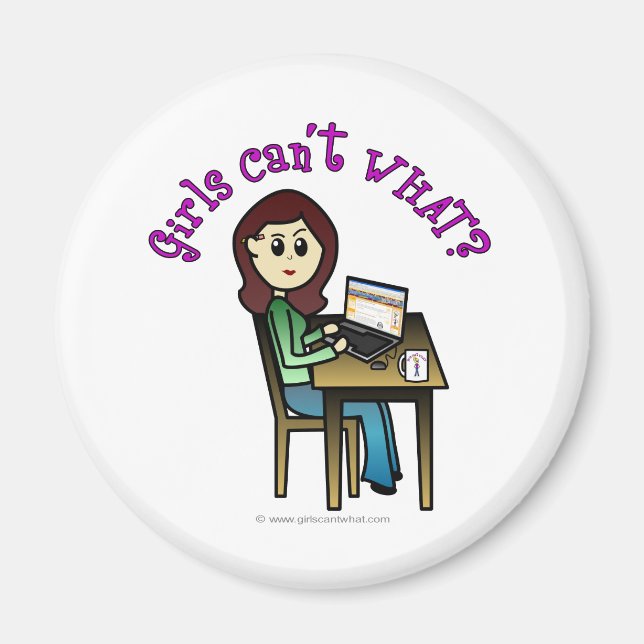 Light Computer Girl Magnet (Front)