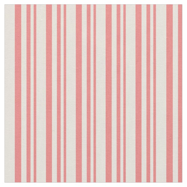 Light Coral and Beige Stripes Fabric (Close Up)