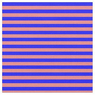Light Coral and Blue Lines/Stripes Pattern Fabric