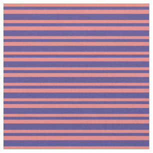 Light Coral and Dark Slate Blue Stripes Fabric