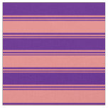 [ Thumbnail: Light Coral and Indigo Lines/Stripes Pattern Fabric ]