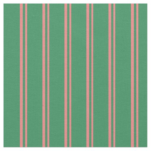 Light Coral and Sea Green Lines/Stripes Pattern Fabric