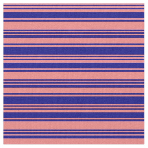 Light Coral & Blue Lined Pattern Fabric