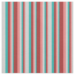 Light Coral, Brown, Light Sea Green & Light Grey Fabric