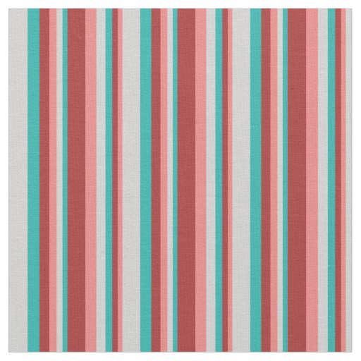 Light Coral, Brown, Light Sea Green & Light Grey Fabric